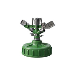 Green Sprinkler Head with Multiple Nozzles.