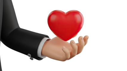 3D Rendered Hand Offering Red Heart
