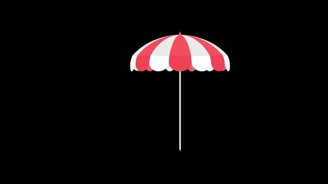 Beach Umbrella Summer Vacation Relax Icon Loop Animation with Alpha Channel