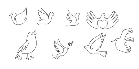 Obraz premium Collection of various bird illustrations in flight and perch