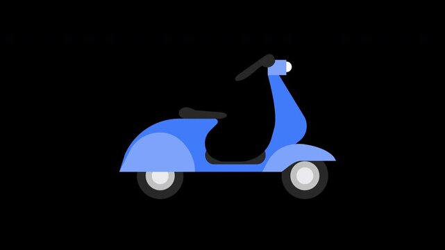 Blue Scooter Urban Transport Vehicle Icon Concept Animation with Alpha Channel