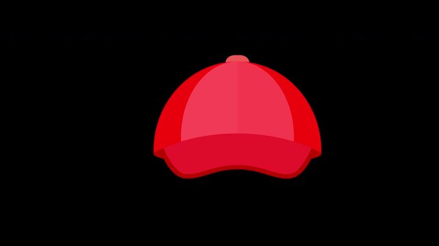 Red Baseball Cap Fashion Sport Headwear Icon Concept Animation with Alpha Channel