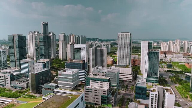 Aerial shot of downtown Songdo, Incheon, South Korea