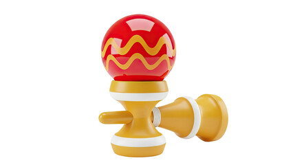 3D Render of a Red and Yellow Kendama Toy