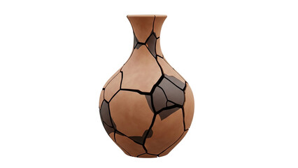 Broken Ceramic Vase with Geometric Pattern
