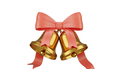 Gold Wedding Bells with Pink Ribbon