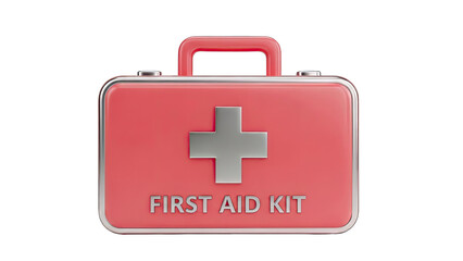 Red First Aid Kit with Silver Cross Emblem