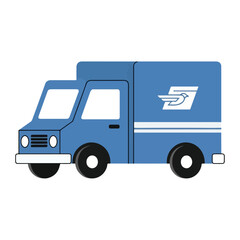 Vector illustration of a blue cargo truck with a trailer for shipping and freight delivery industry transportation