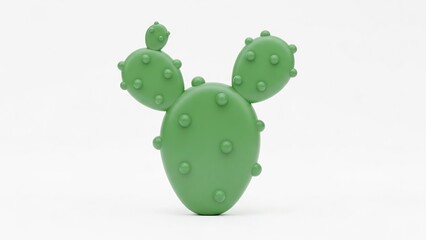 Green cactus toy with spikes on white background