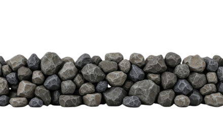 Seamless Gray and Black Stone Wall Border on White Background