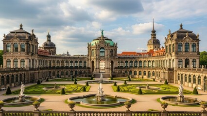 Fototapeta premium Baroque Palace with Fountains and Gardens.