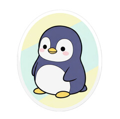 Obraz premium Cute Cartoon Penguin Illustration with Pastel Background