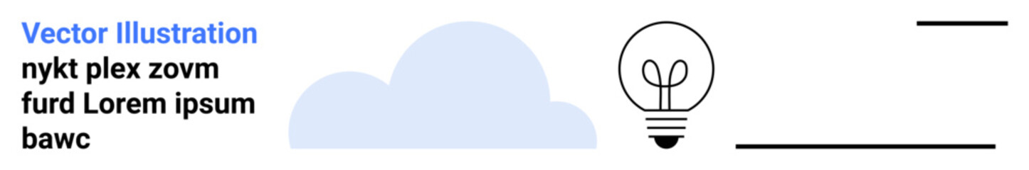 Innovation, creativity, energy solutions, sustainability, technology, modern concepts. A light bulb symbol beside a cloud and text lines. Innovation and creativity concept © robu_s