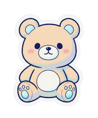 Cute Kawaii Beige Teddy Bear Sticker Illustration