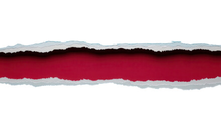Horizontal Ripped White Paper Edges Revealing Red Background