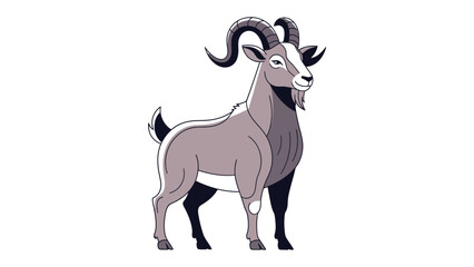 Obraz premium cartoon goat with horns isolated on white.