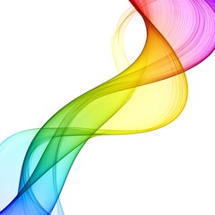 Abstract flowing wave design with vibrant rainbow colors on a clean white background