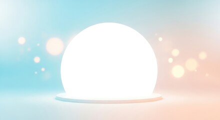 A glowing, spherical light source with a blurred, pastel background.
