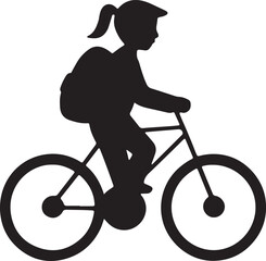Obraz premium Girl riding bicycle with backpack youth active transportation activity healthy lifestyle