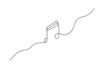 Obraz premium Music notes one line art icon minimalist outline vector illustration 