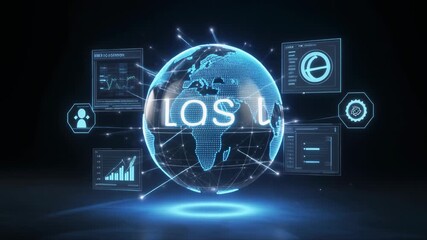 Futuristic digital globe with data visualization and analytics. - Powered by Adobe
