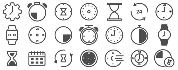 Time icons illustration Set of Clock Symbol Stock Vector 