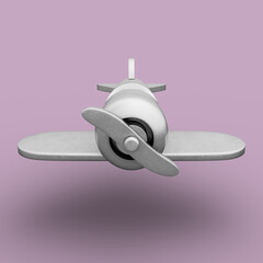 Airplane Toy from Silver Metal. 3D Illustration. File with Clipping Path.