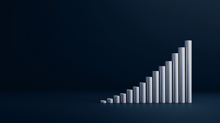 Stacked coins growth bar chart