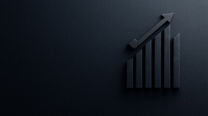 Black upward growth bar chart