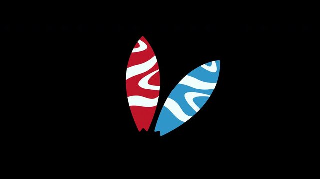 Surfboard Ocean Sport Beach Loop Animation with Alpha Channel
