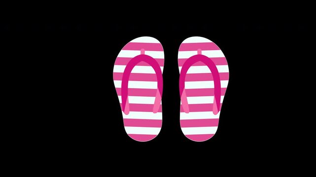 Pink Striped Sandals Summer Footwear Loop Animation with Alpha Channel