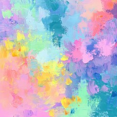 Fototapeta premium pastel abstract oil paint texture with thick impasto brushstrokes in pink blue yellow mint and teal, dreamy joyful and serene mood