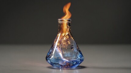 Cozy Bunsen Burner Flame Heating Glassware in a Lab Setting During a Classic Chemistry Experiment With Clear Space for Text Integration