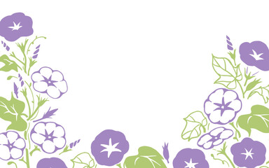 Floral Border Design with Botanical Morning Glory. Ideal for invitations, greeting cards, botanical designs, decorative templates, and nature themed layouts