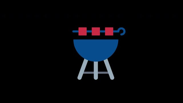 Barbecue Grill with Kebabs Food Cooking Loop Animation with Alpha Channel