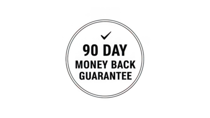 Money back guarantee icon with 90 day text