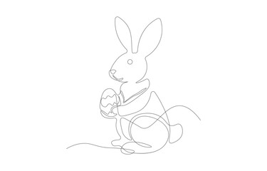 Fototapeta premium One Line Easter Bunny Drawing Vector – Continuous Line Art Minimalist Rabbit Illustration in Black and White