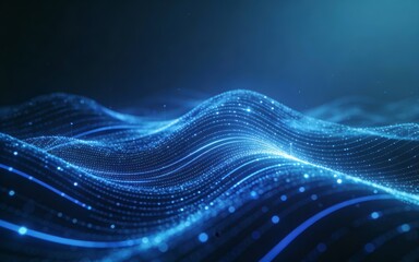 Abstract digital waves with particles and light, representing futuristic technology, data flow, and network connectivity in a modern, blue-toned visual design.