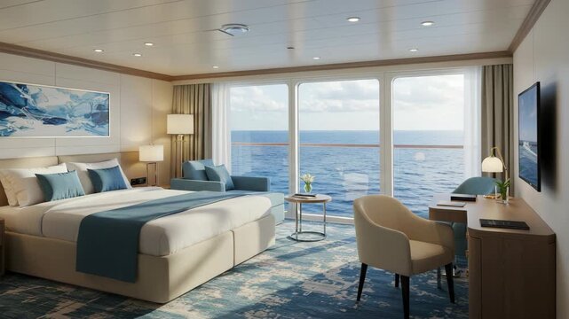 Luxury Cruise Ship Cabin with Ocean View