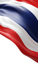 Thailand flag flying isolated on transparent background with copy space 3D render