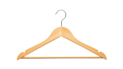 Light Brown Wooden Clothes Hanger with Metal Hook isolated PNG with Transparent Background