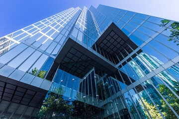 Scenic Vancouver financial district skyline in the city downtown near Robson square.
