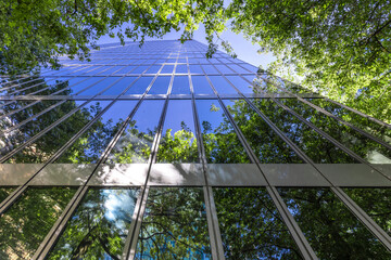 Scenic Vancouver financial district skyline in the city downtown near Robson square.