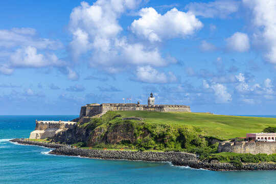 National park Castillo San Felipe del Morro Fortress in old San Juan, Puerto Rico, .