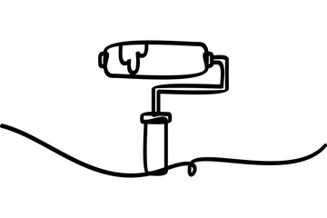 Illustration of a continuous line design of a paint roller. An interesting abstract line art design.