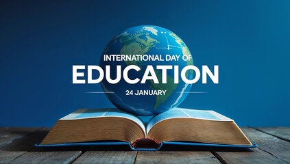 International Day of Education concept with globe on book