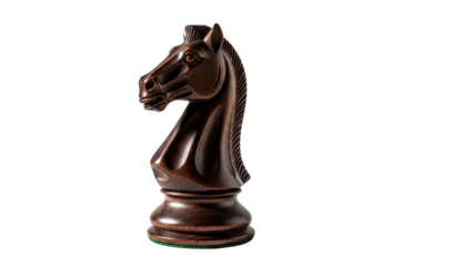 Black Wooden Chess Knight Piece Product Shot isolated PNG with Transparent Background