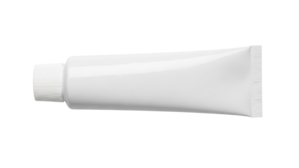 Blank White Plastic Cosmetic Cream Tube Mockup Horizontal isolated PNG with Transparent Background