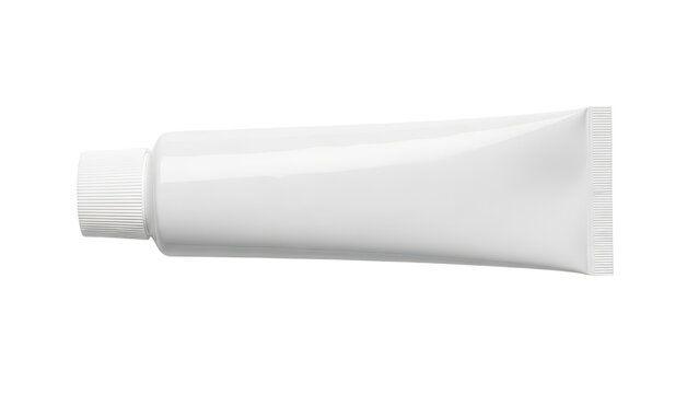 Blank White Plastic Cosmetic Cream Tube Mockup Horizontal isolated PNG with Transparent Background