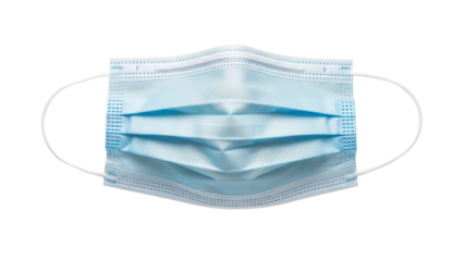 Blue Disposable Medical Surgical Face Mask isolated PNG with Transparent Background
